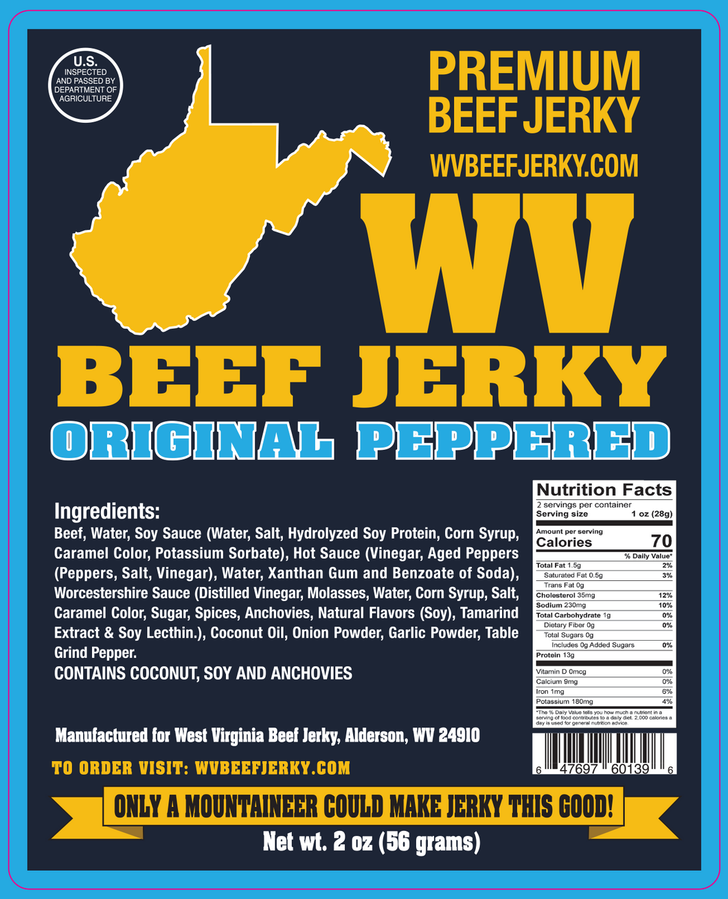 WV Beef Jerky - Original Peppered